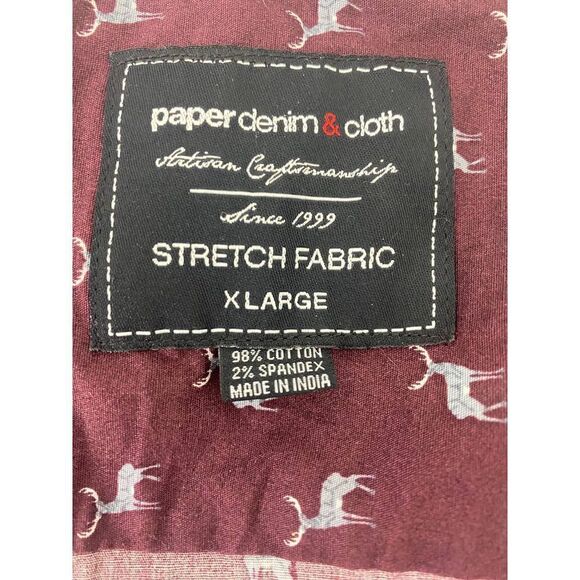 Paper Denim & Cloth Deer Print Button Down Shirt Red Reindeer Holiday XL - Picture 3 of 9